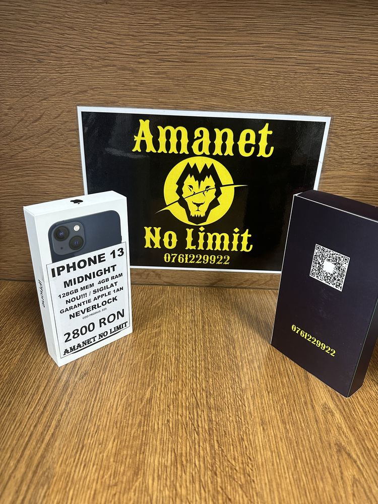 AMANET NO LIMIT: iPhone 13 Midnight 128GB Sigilat Garantie Apple 1An.