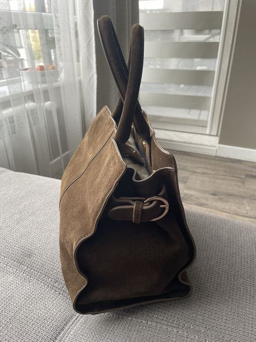 Кафява чанта - естествен велур