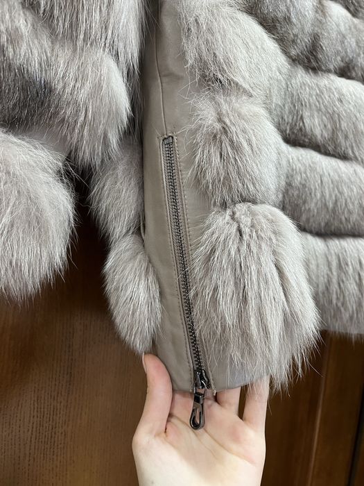 Луксозно палто от естествен косъм – размер S | Подвижни ръкави с цип