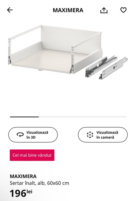 Corp dulap bucatarie method ikea + sertare + leduri - fara fronturi