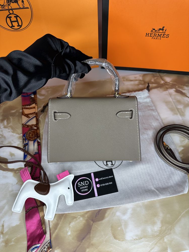 Geanta de lux HERMES Kelly mini 19 20 cm piele naturala 100% cadou (25