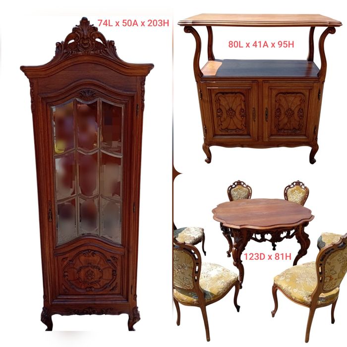 Sufragerie Baroc lucrata manual ( Vitrina , Masa , Scaune ,Comoda )