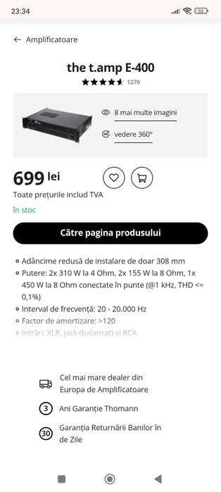 Putere The T-amp E400,Mixer pasiv Behringer xenyx x222 usb +2 boxe