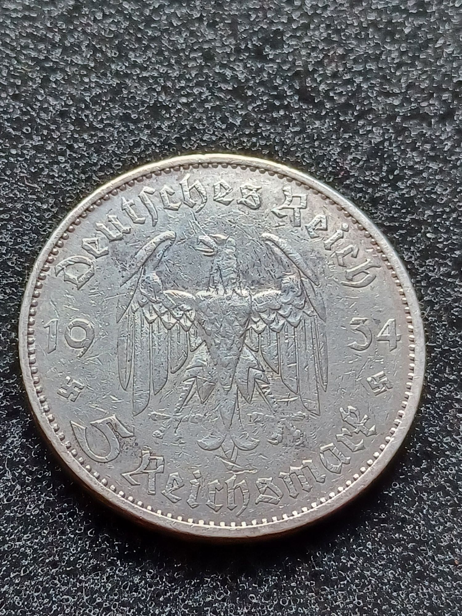 Moneda argint Germania Al Treilea Reich 5 reichsmarci 1934 cu data