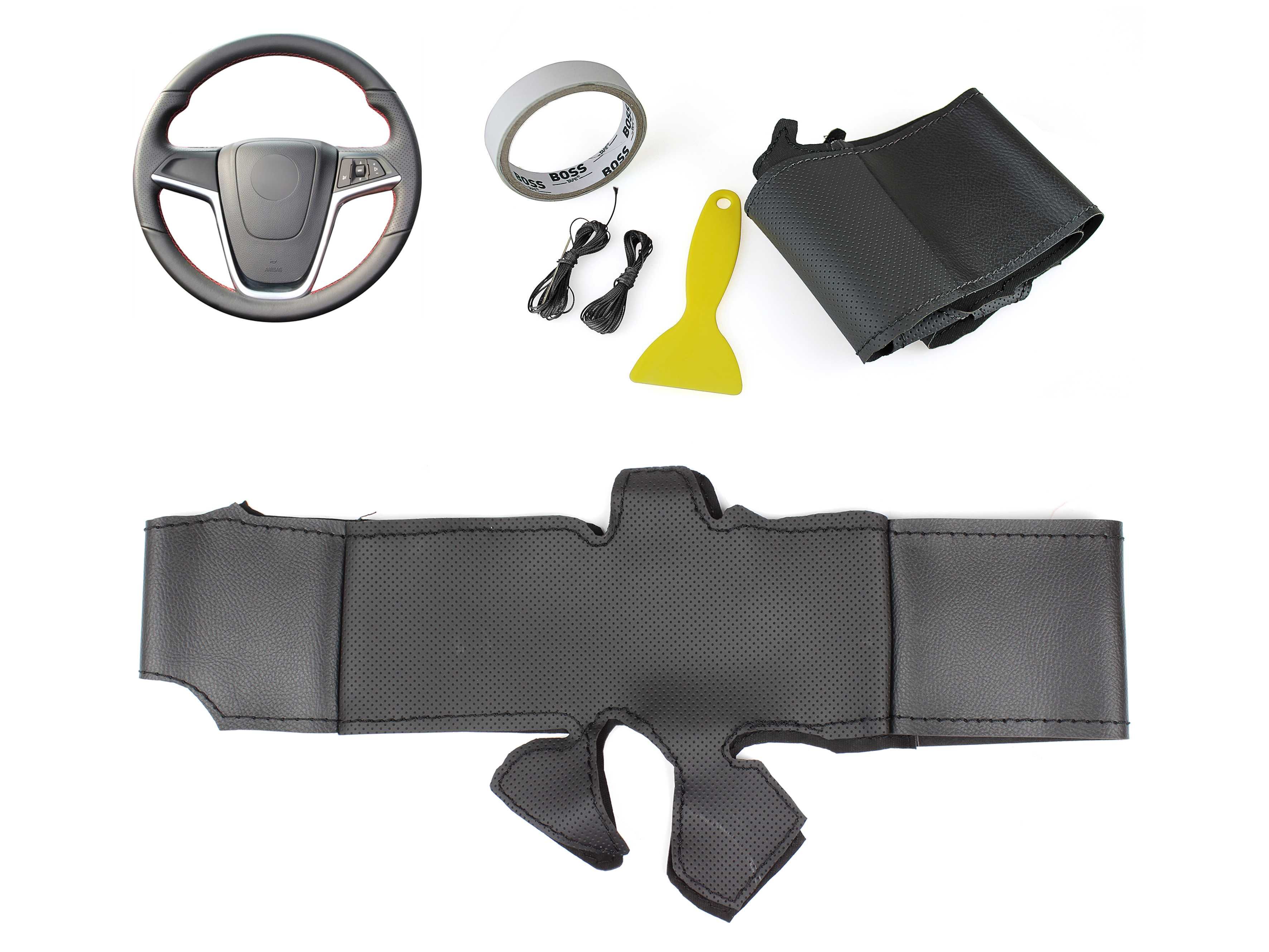 Кожен калъф за волан шиещ, Opel Astra J, Mokka, Insignia