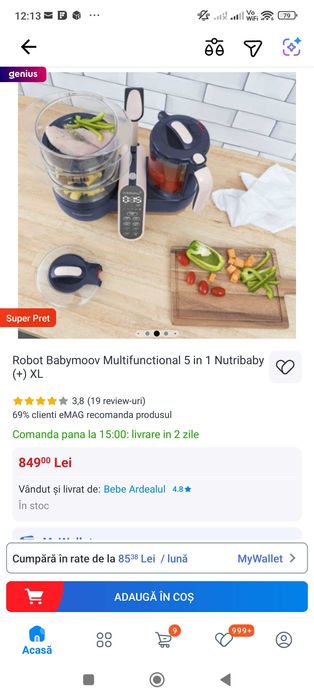 Robot Babymoov Multifuncțional 5 în 1 Nutribaby XL