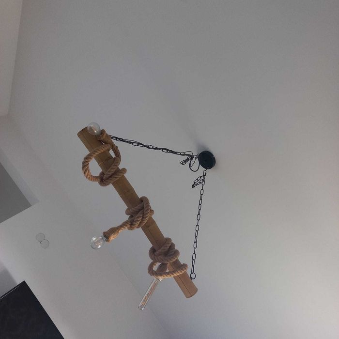 Candelabru, lustra retro, vintage, lemn natur