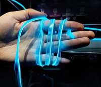 Banda LED Neon auto RGB cu 7 Culori, USB pentru Lumini Interioare 3m