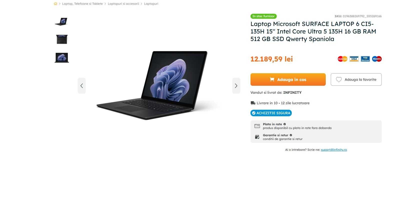 OCAZIE! Surface Laptop 6 For Business IntelUltra5/16GB/256SSD/13.5 NOU