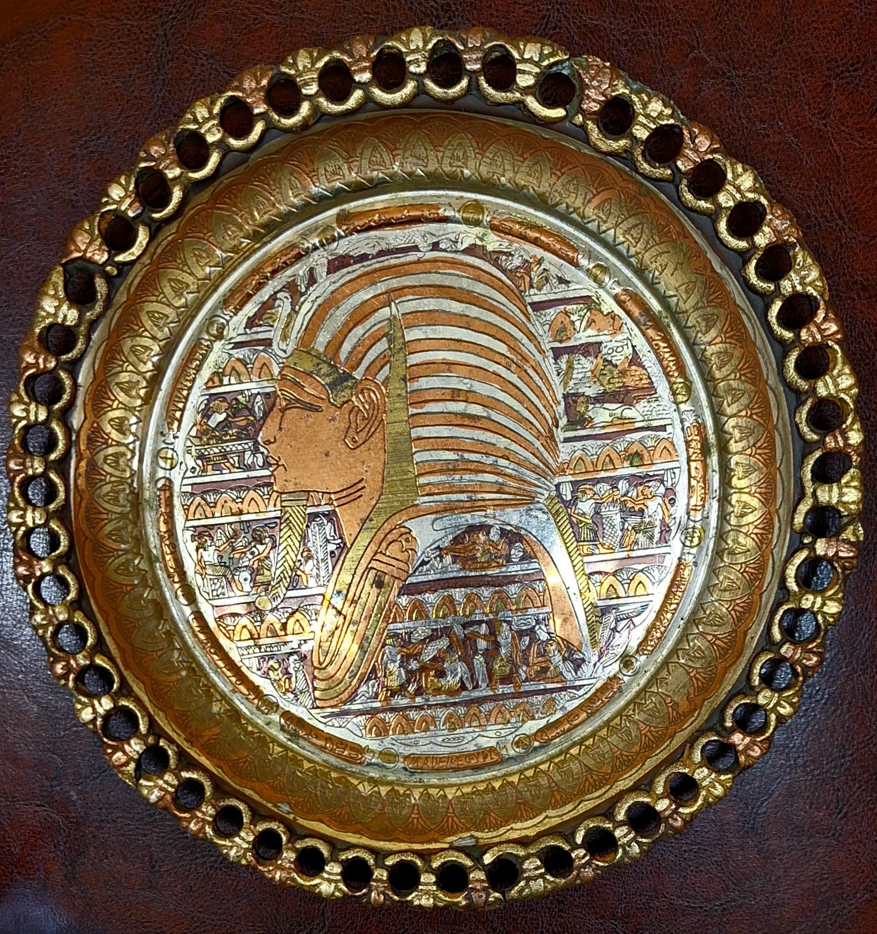 Голяма стара Египетска чиния от мед/месинг