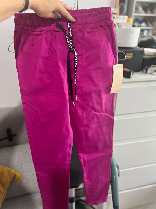 Pantaloni sport cu șnur fucsia S damă