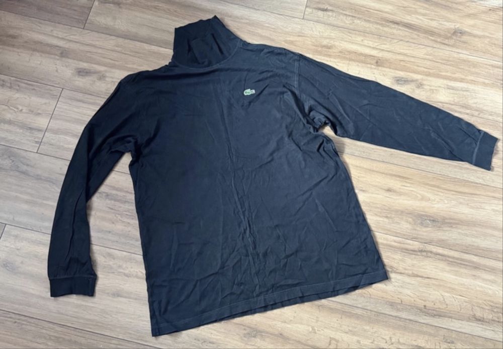 Bluza Lacoste Retro cu guler Black Marime L Originala Bumbac 100%