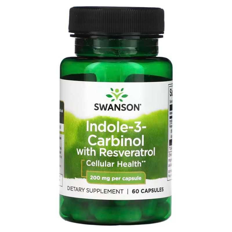 Swanson, Индол-3-карбинол с ресвератролом, 200 мг. indole-3 carbinol