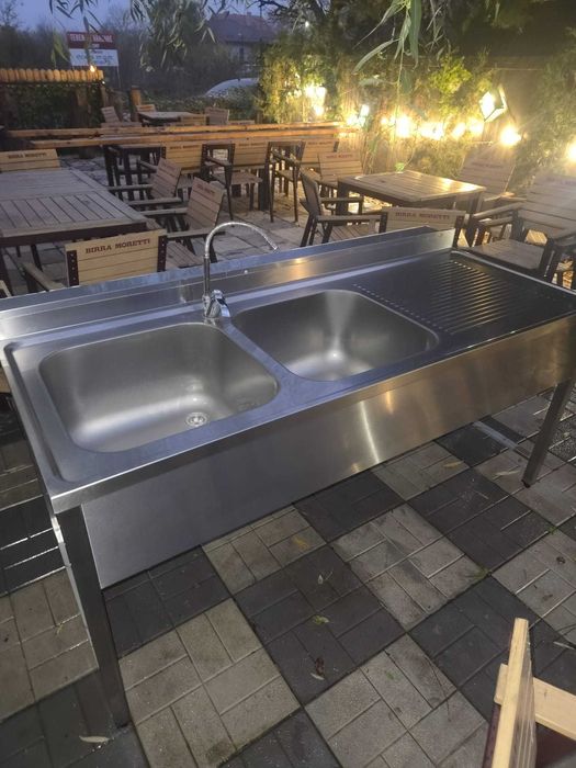 masa inox/chiuveta dubla inox/chiuveta bucatarului/raft inox