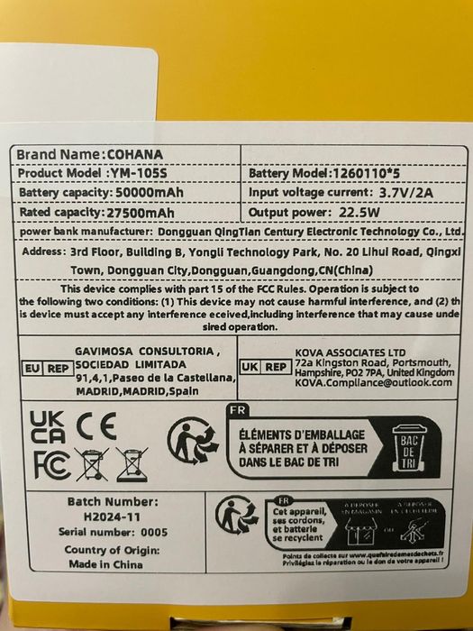 Baterie externa 50000 mAh