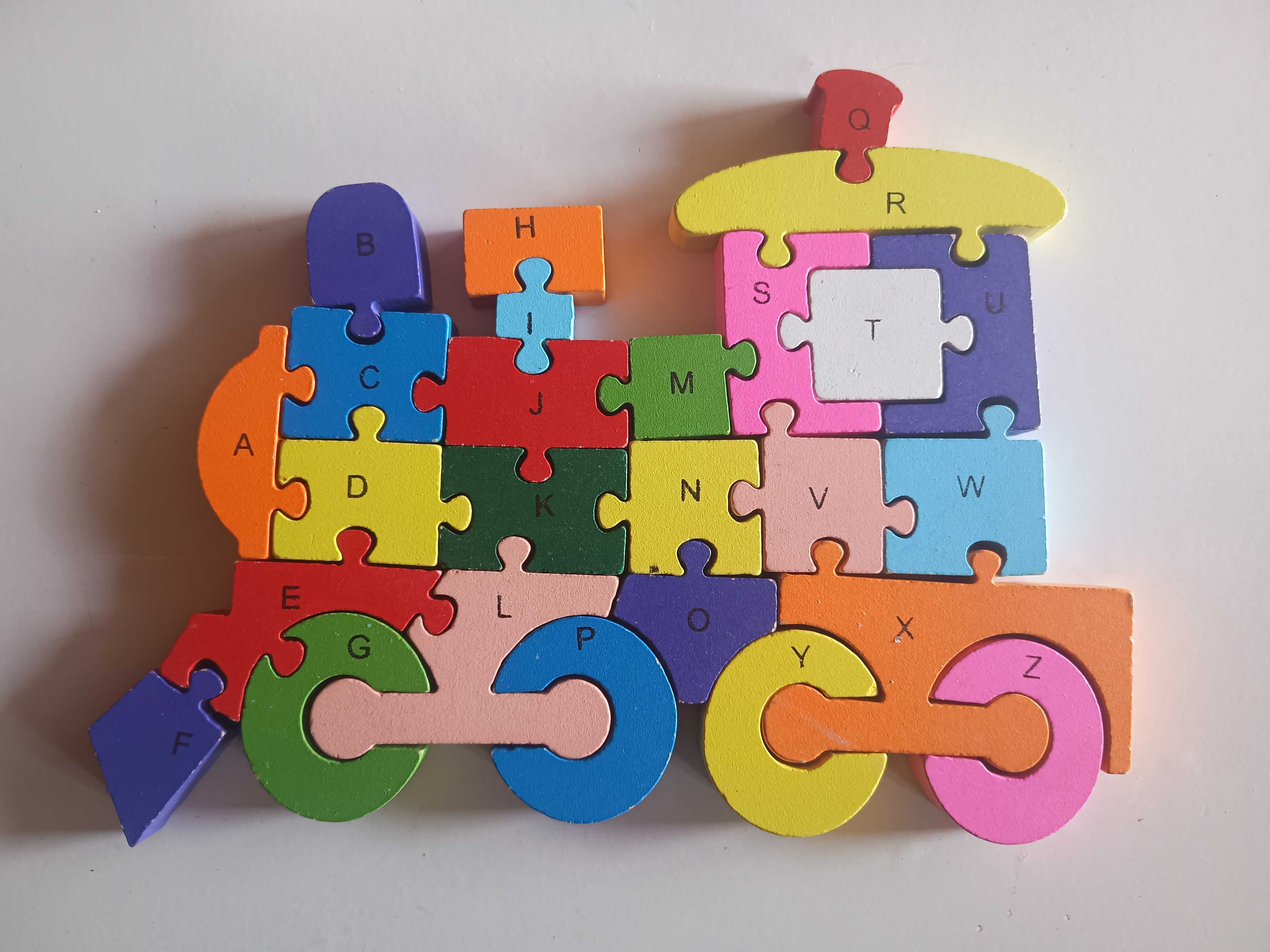 Jucarii & puzzle de lemn & set cuburi colorate de lemn Momki