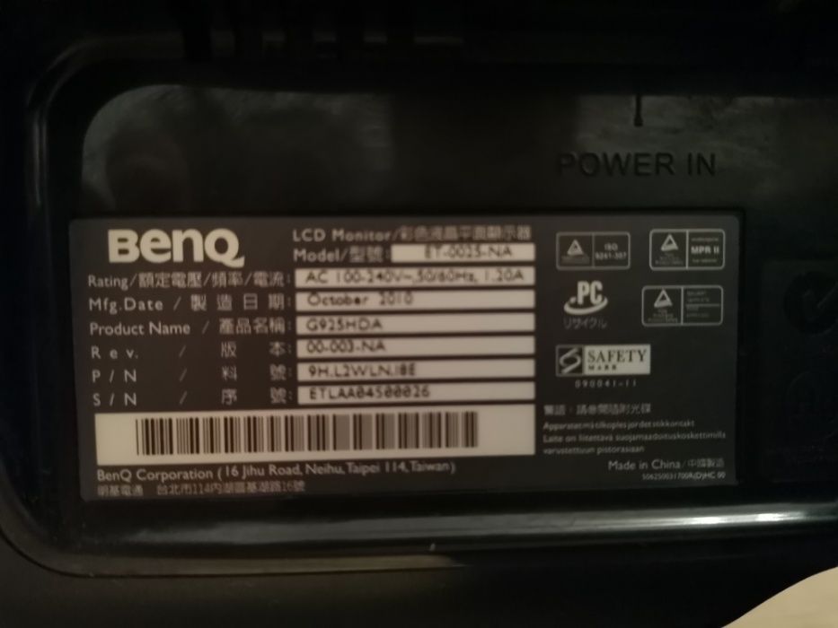 Monitor LCD BenQ 18.5'', Wide, Negru, G925HDA