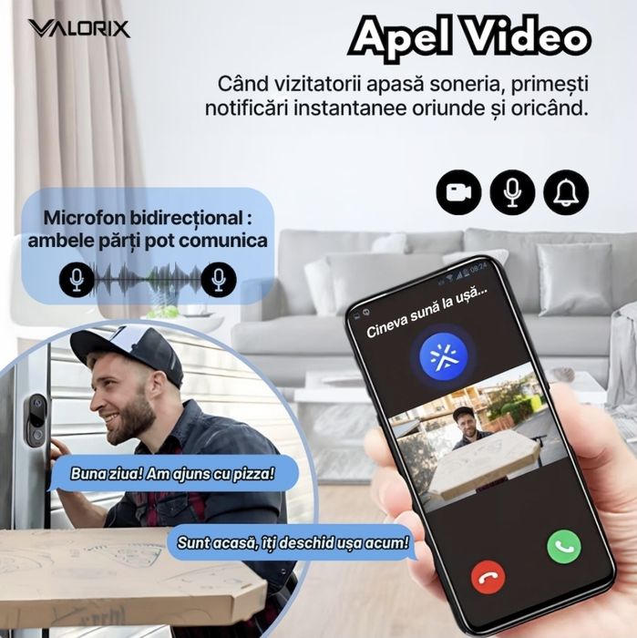 Sonerie Video inteligentă Valorix cu aplicație -