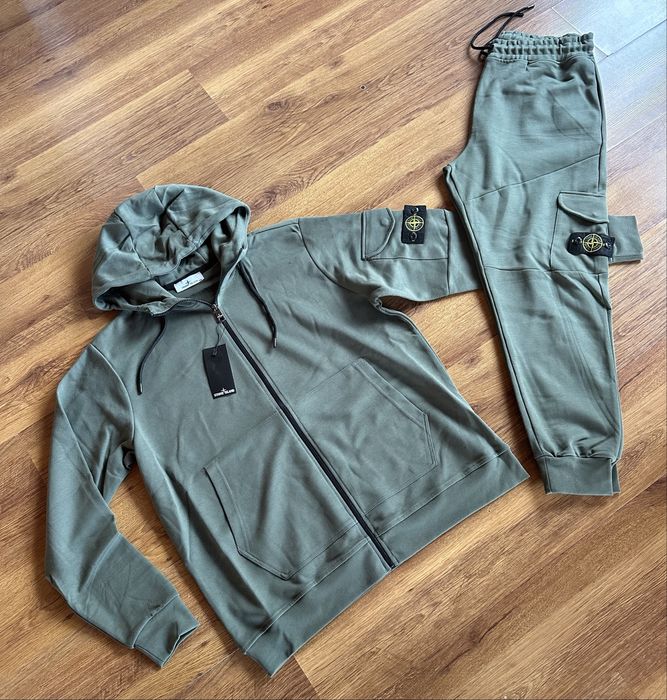 Мъжки,памучен,масленозелен екип Stone Island ГОЛЕМИ РАЗМЕРИ
