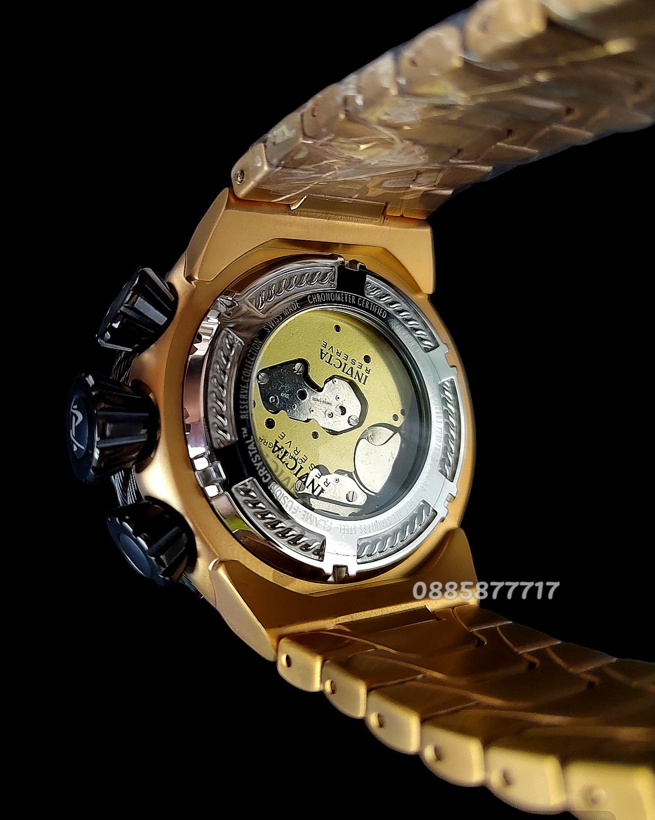 ПРОМО! часовник INVICTA Thunderbolt Reserve Gold/Black 55 mm, Инвикт