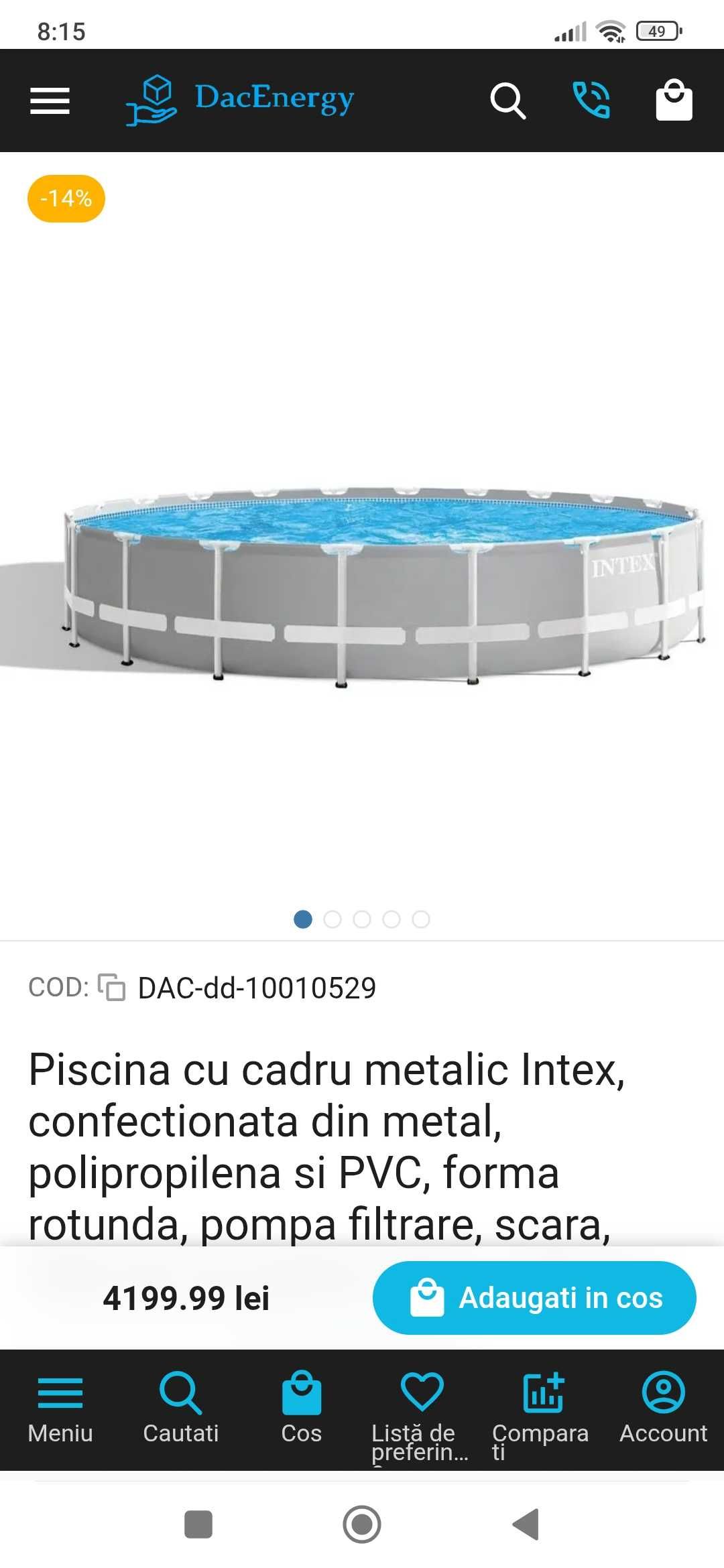 Piscina familie, cu diametrul 6 m