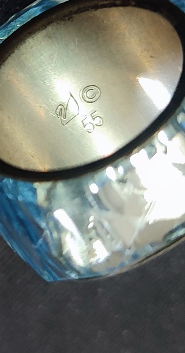 Inel Swarovski Nirvana argint,cristal bleu,marime 55