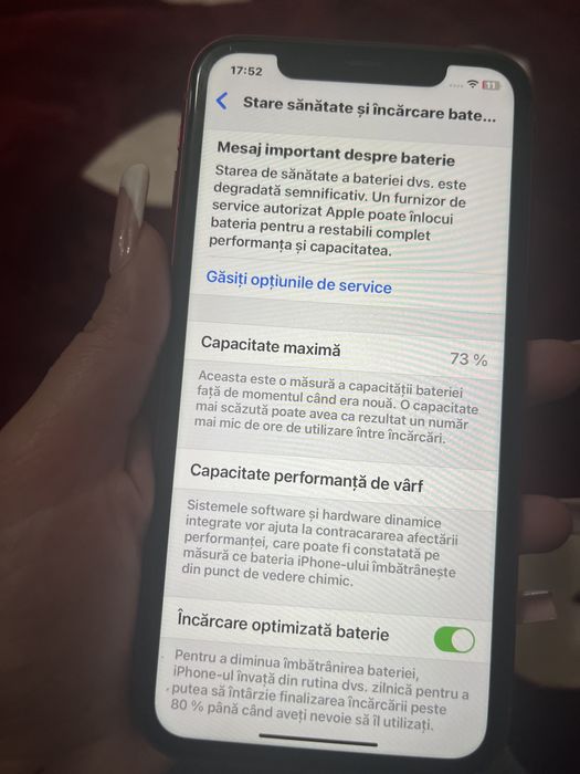 IPhone 11, 73% viata baterie