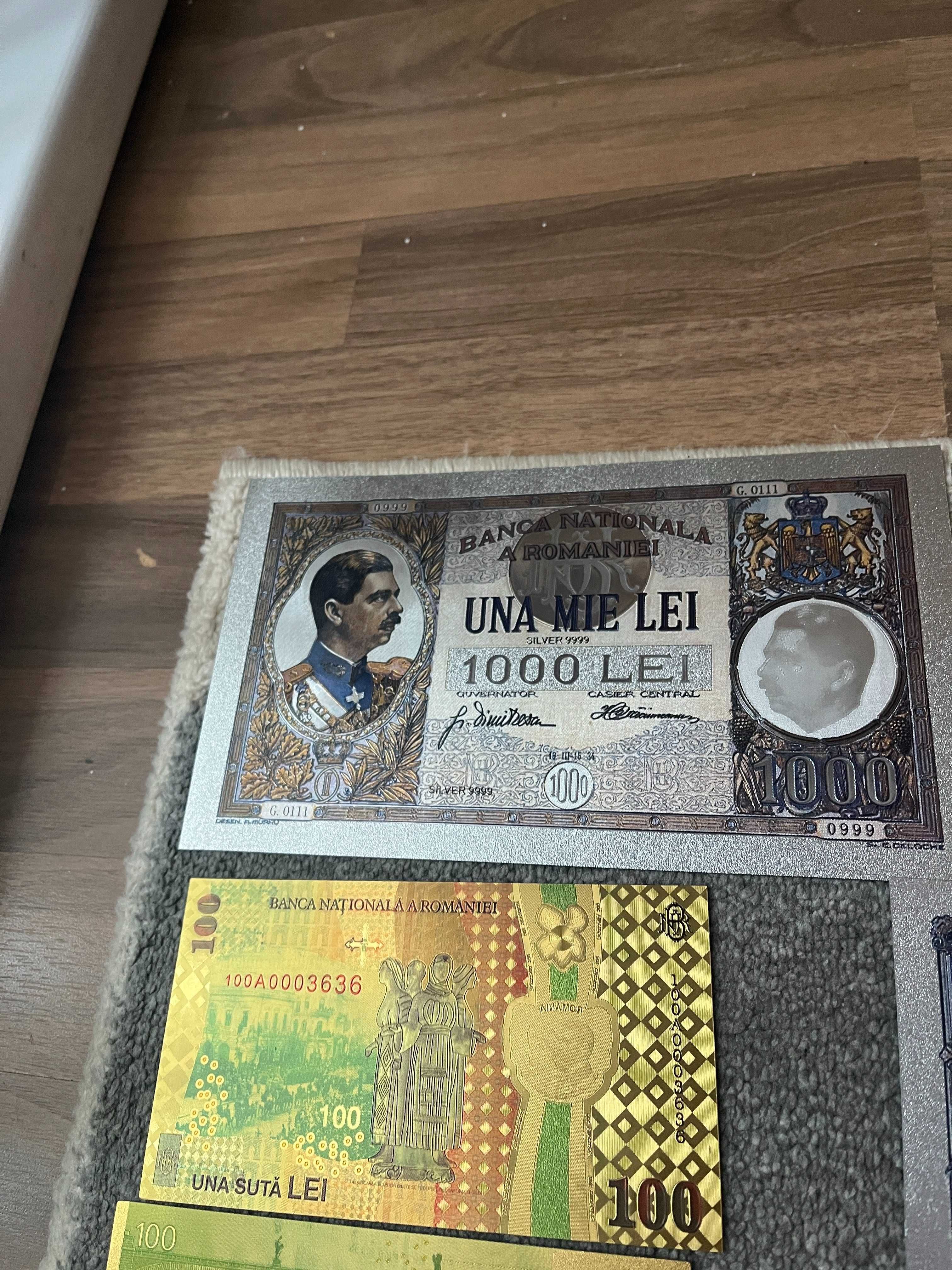 replici Bancnote romanesti  polimer placate cu Ag si Aur de 24k