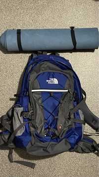 Туристическая горная сумка (рюкзак) + горные палки + каремат