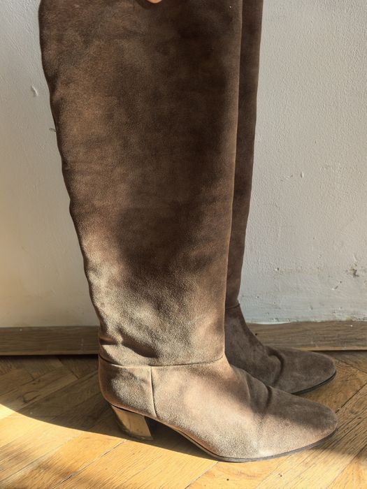 Велурени ботуши с нисък ток 37. 5