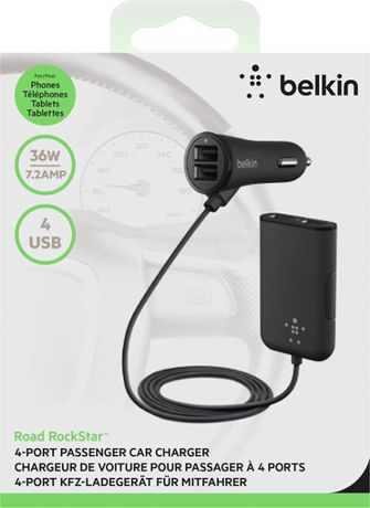 Belkin зарядно с 4 USB порта за лек автомобил, ново, немско,