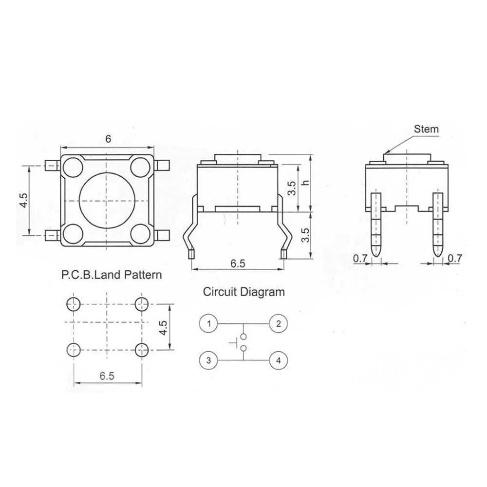 Micro comutator microintrerupator buton tactil 10 modele 100 buc