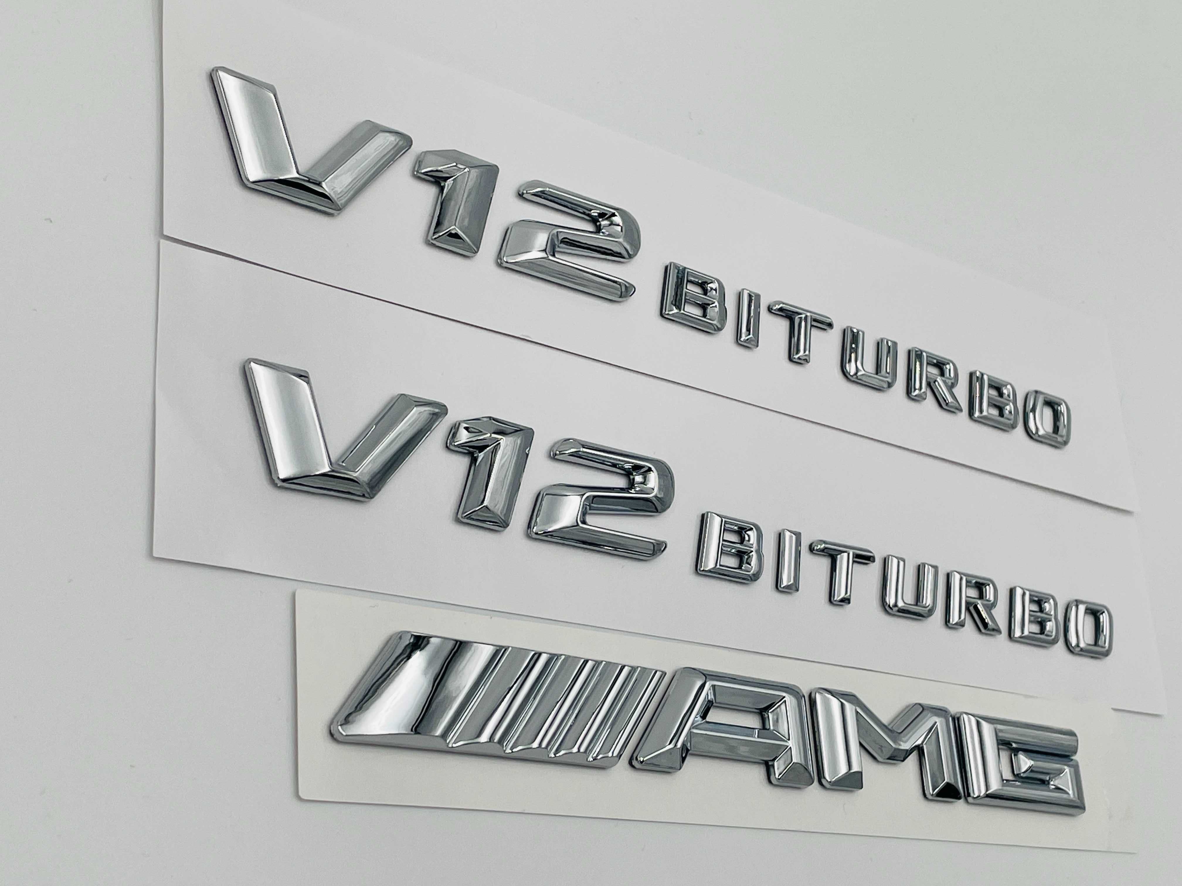 Set embleme compatibile Mercedes V12 biturbo AMG crom