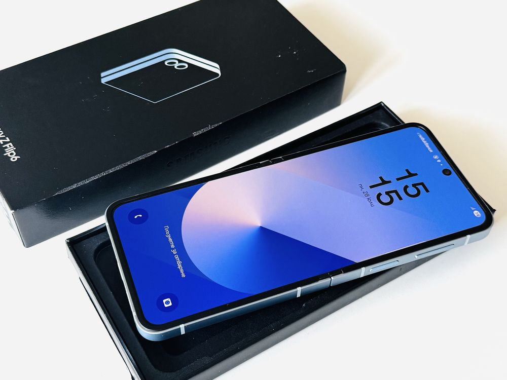 НОВ! Samsung Z Flip 6 512GB Blue Titanium Гаранция 1 година