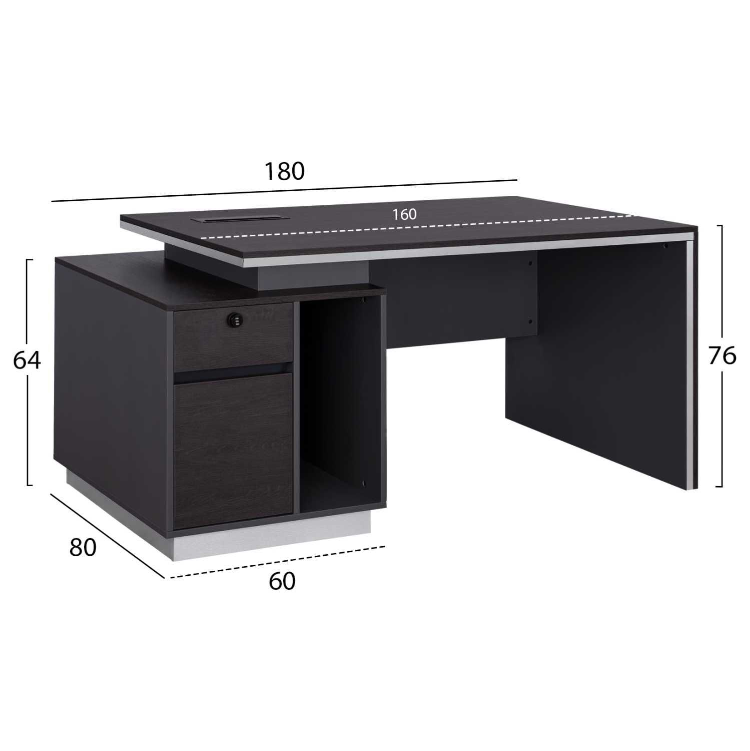 Офис бюро Puzzle-Home Rosewood 180x80x76см, в цвят сиво и венге