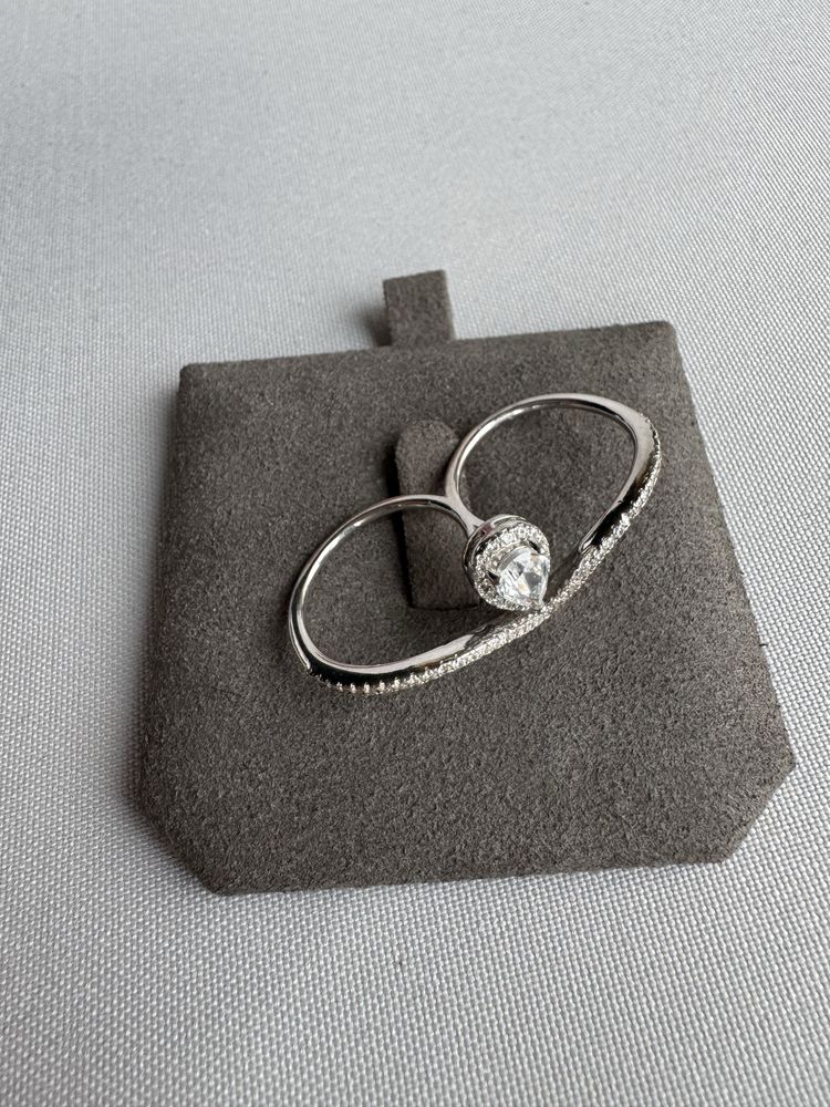 Inel dublu din argint si cubic zirconia