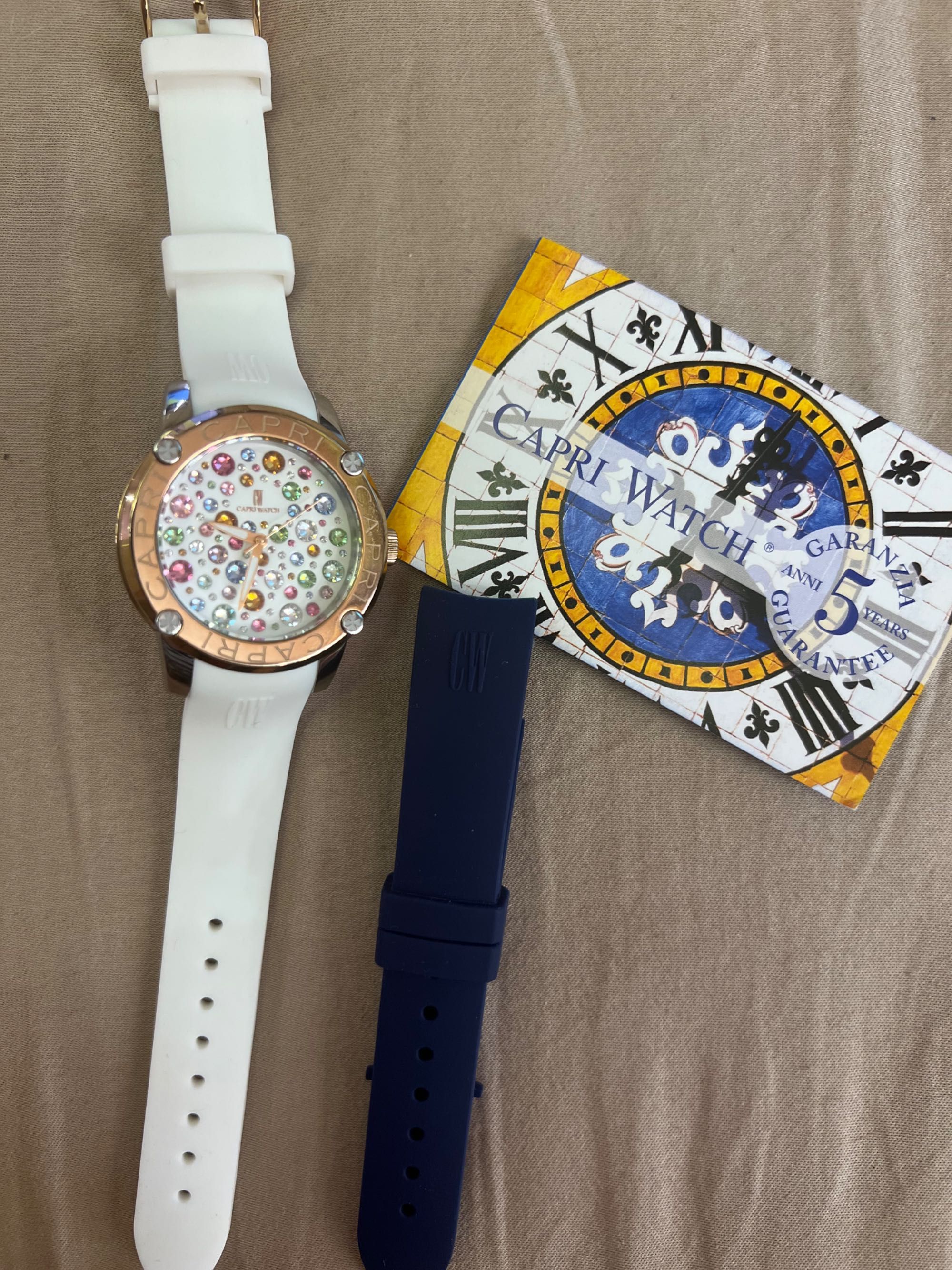 Capri watch страхотен бутиков нов часовник с 2 каишки от Капри Италия