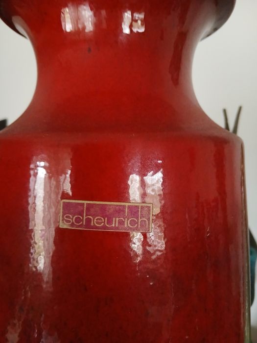 Va din porțelan,tehnica Fat Lava,40 cm.