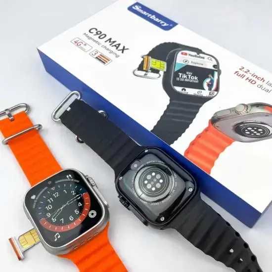 Смарт часовник C90 Max - Видеоразговори,Социални Мрежи, СИМ Слот,WI-FI
