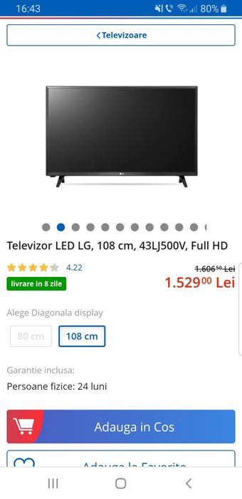 TV LG 108cm Full HD