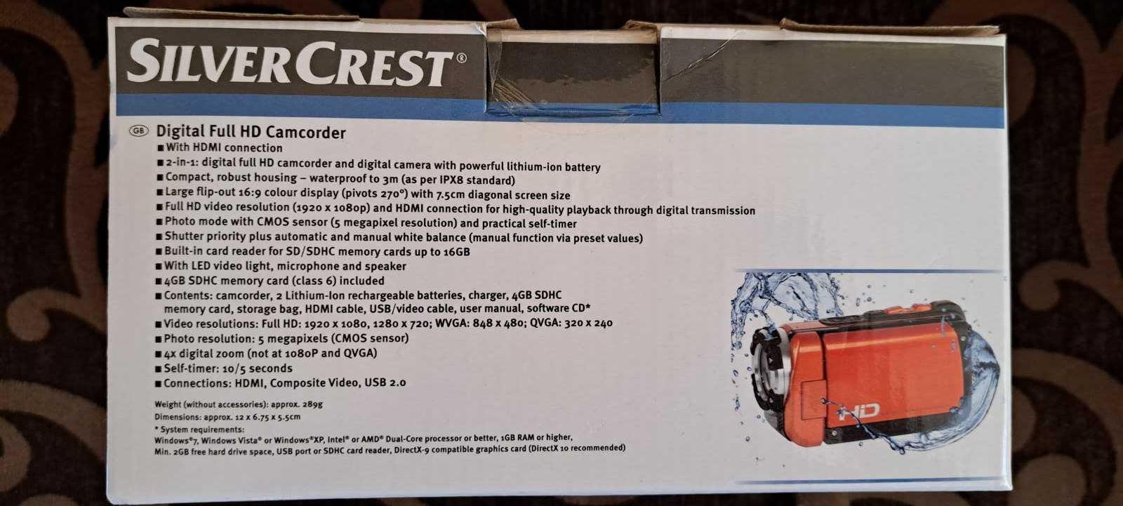 Видеокамера за подводни снимки SILVER CREST Camcorder Waterproof