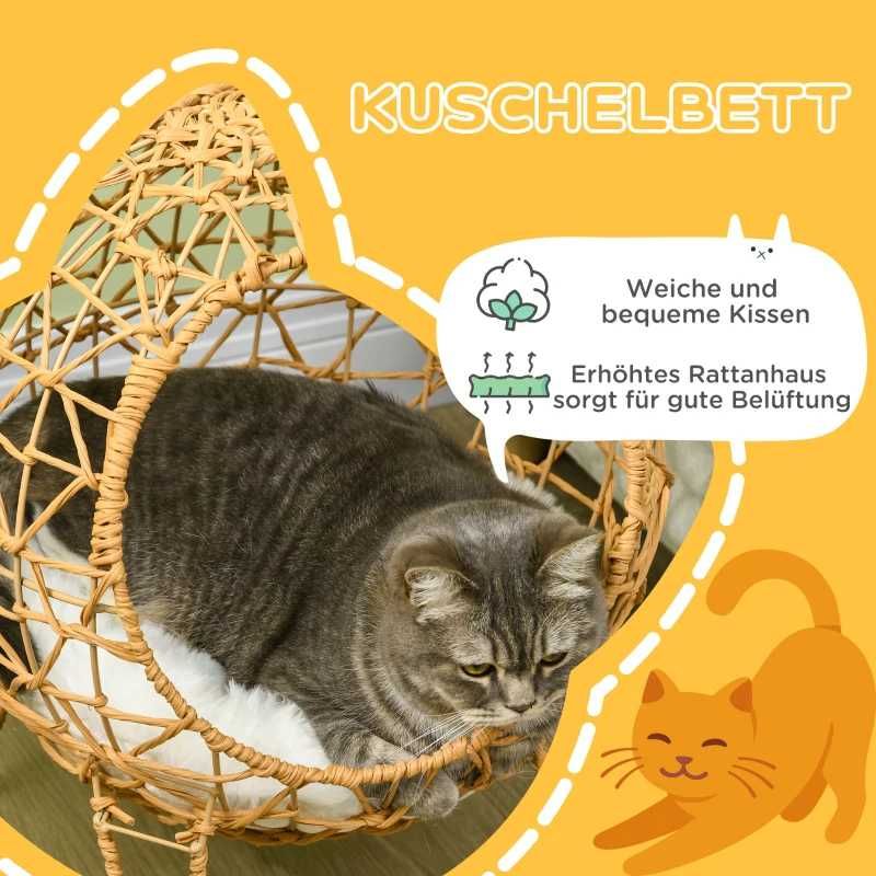 Pawhut Кошница за котки от ратан, Котешка пещера