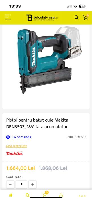 Pistol de cuie/capse Makita  DFN 350-18V Nou