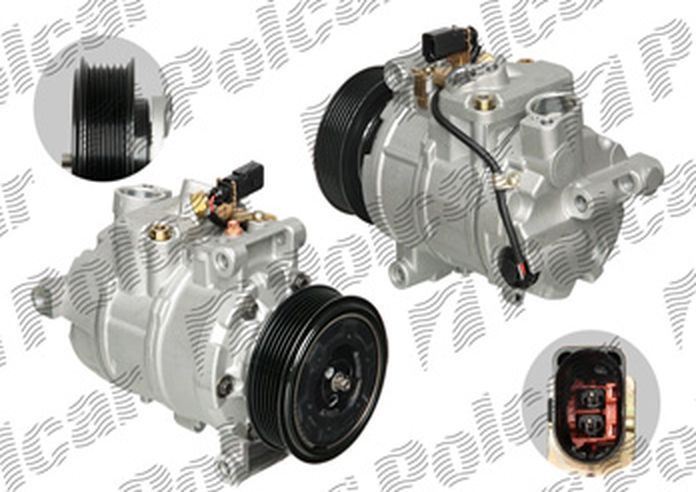 Compresor aer conditionat Audi A4 (B6/B7), 2000-2007, A6 (C6), 2004-2012; Seat Exeo 2008-2013; rola curea 100 mm, 6 caneluri, de tip Denso: 6SEU14C, Polcar Polonia