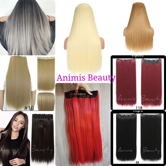 Extensii de par drepte, NOI, diverse culori, 5 clipsuri, par sintetic