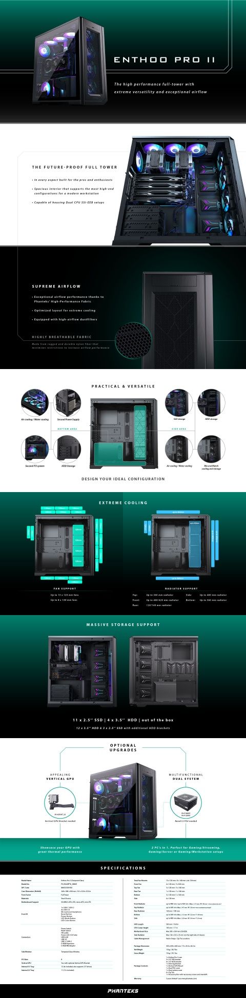 Топ!!! 2-х системный корпус  Phanteks ENTHOO PRO 2