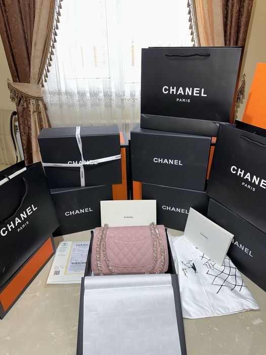 Geanta Dama Chanel 26cm Roz cu accesorii aurii