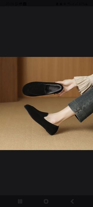 Лоферы черные замшевые