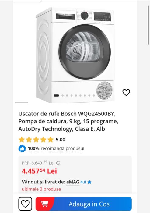 Masina de uscat profesionala Bosh ! Ocazie  la jumatate de pret !