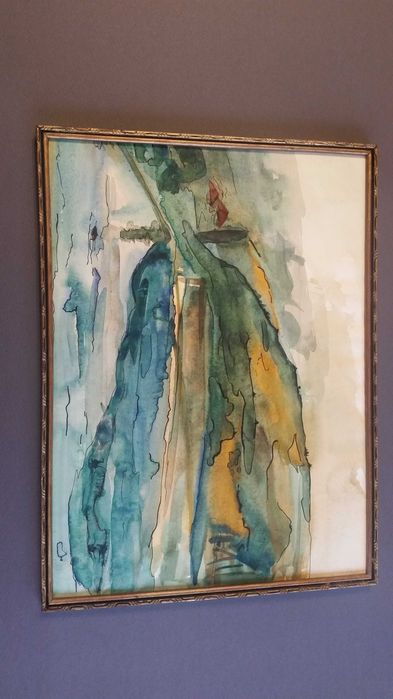 Цветен пейзаж, рисуван с акварелни бои.